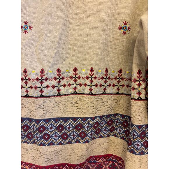 Coldwater Creek Jacket Womens Linen Blend Western Aztec Embroidered Tan - Picture 6 of 7